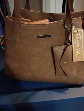 REVIVE Vintage-Inspired Tan Shoulder Tote with Coin Pouch